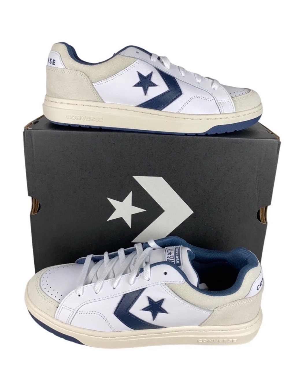 NEW Converse Pro Blaze Classic Ox Leather White Navy Shoes Mens Sz 11